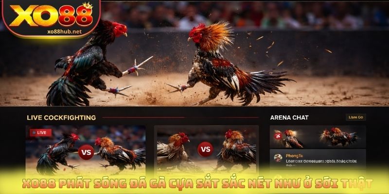Xo88 phát sóng đá gà cựa sắt sắc nét như ở sới thật